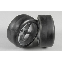 FG 06417/09  Front Slick Tyres Soft/63mm 1:6, Glued on Rims, 2pcs.