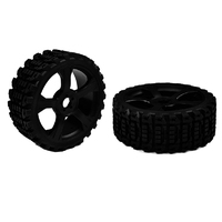 Team Corally - Off-Road 1/8 Buggy Tires - Xprit - Low Profile - Glued on Black Rims - 1 pair