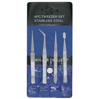 EXCEL 30416 EXCEL 6 INCH STAINLESS STEEL TWEEZER SET (4 PCS)