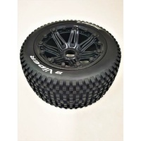 Louise RC B-Viper Off-Road Rear Mini Pin Style Tyres, Mounted on Rim.