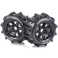 Louise RC B-Paddle Off-Road Rear Sand Tyres, Mounted on Rims, 2pce.